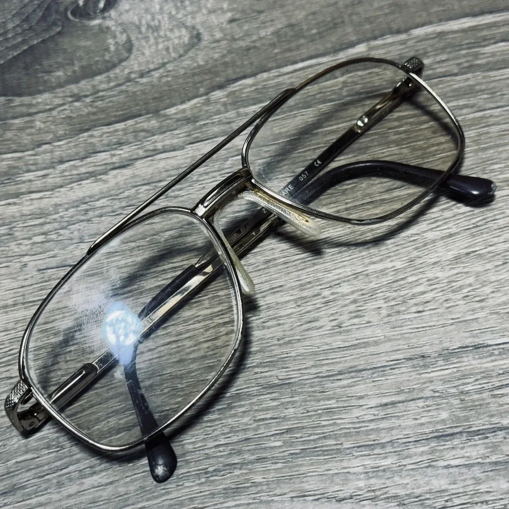 Stetson Eyeglass Frames Mens Silver Aviator Rectangular Metal Frames Only